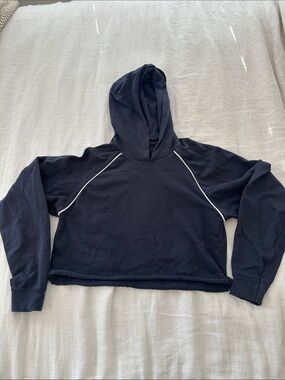 Pull&Bear Navy Hoodie with White Piping